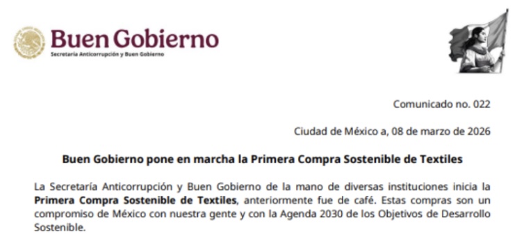 Buen Gobierno impulsa la Primera Compra Sostenible de Textiles