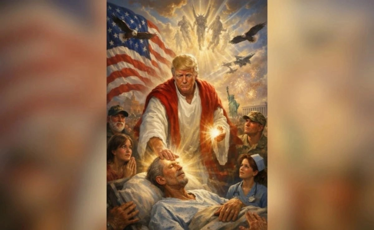 Eliminan foto de Trump donde aparece como Jesucristo después de que lo acusaran de «blasfemia»