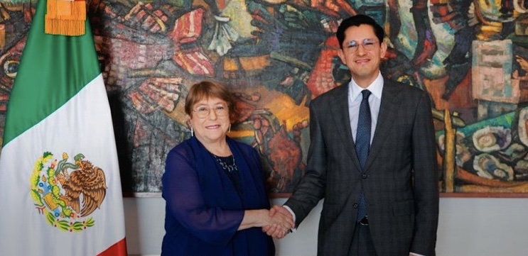 Roberto Velasco se reúne con Michelle Bachelet tras oficializar respaldo de México a su candidatura para dirigir la ONU