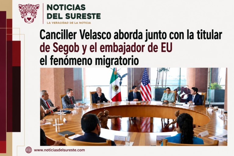 Canciller Velasco aborda junto con la titular de Segob y el embajador de EU el fenómeno migratorio
