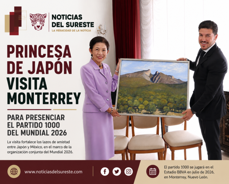 Princesa de Japón visita Monterrey para presenciar el partido 1000 del Mundial 2026