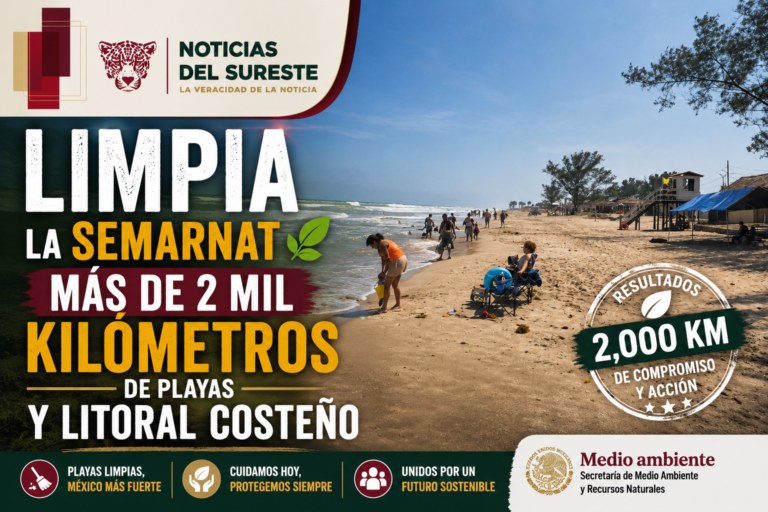 Limpia la Semarnat más de 2 mil kilómetros de playas y litoral costeño