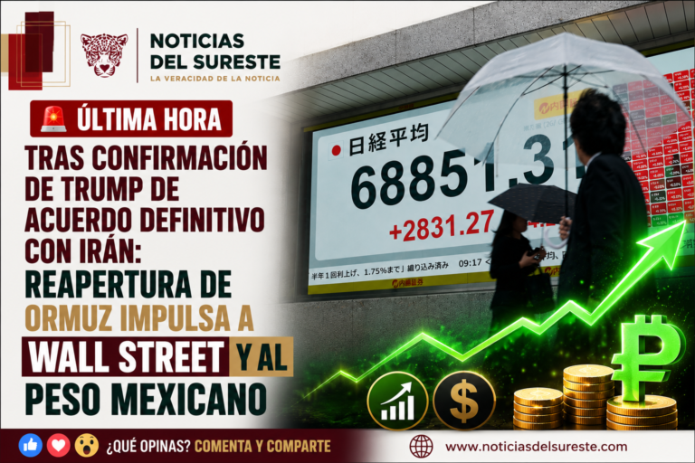 Tras confirmación de Trump de acuerdo definitivo con Irán: reapertura de Ormuz impulsa a Wall Street y al peso mexicano