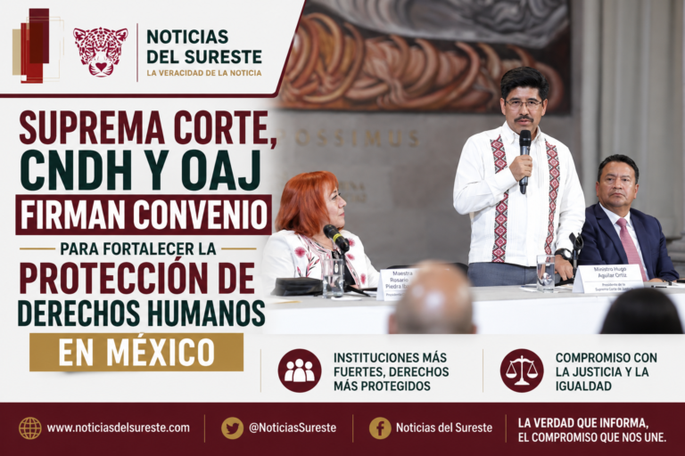 Suprema Corte, CNDH y OAJ firman convenio para fortalecer protección de derechos humanos en México