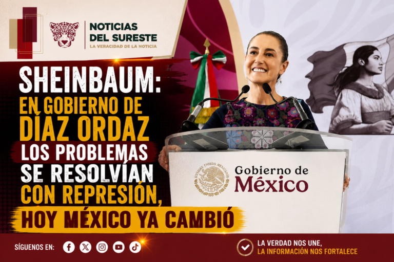 Sheinbaum: en gobierno de Díaz Ordaz los problemas se resolvían con represión, hoy México ya cambió