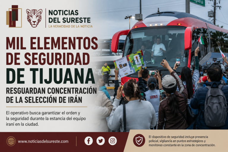 Mil elementos de seguridad de Tijuana resguardan concentración de la Selección de Irán