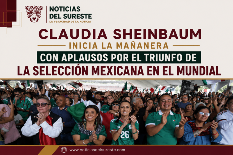 Claudia Sheinbaum inicia la mañanera con aplausos por el triunfo de la selección mexicana en el Mundial