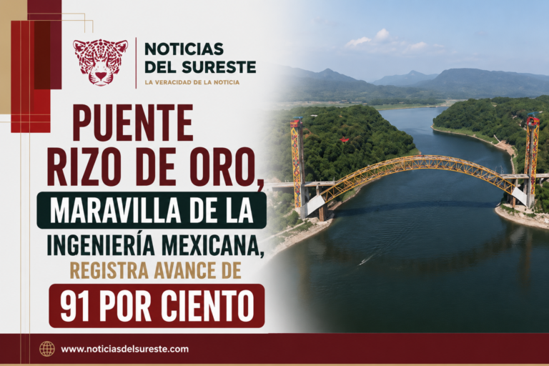 Puente Rizo de Oro, maravilla de la ingeniería mexicana, registra avance de 91 por ciento