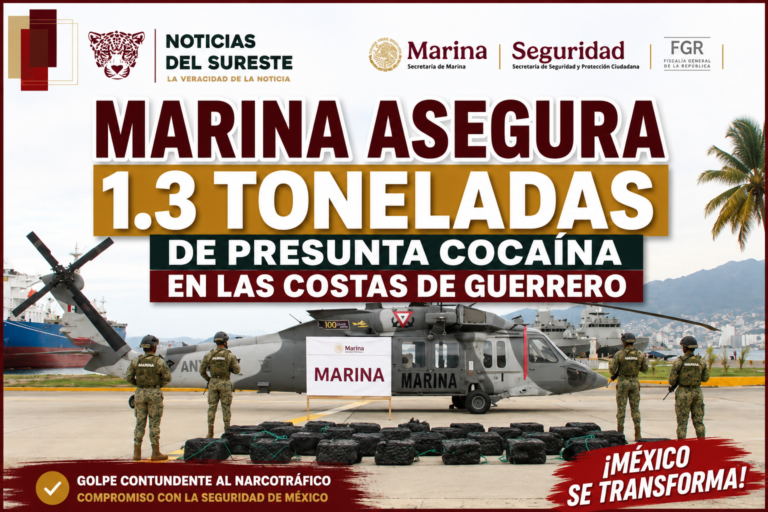 Marina asegura 1.3 toneladas de presunta cocaína en las costas de Guerrero