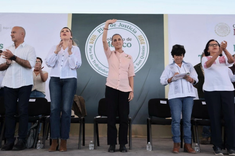 Sheinbaum vuelve a San Quintín para revisar el Plan de Justicia; protestas de CNTE marcan su visita a BC