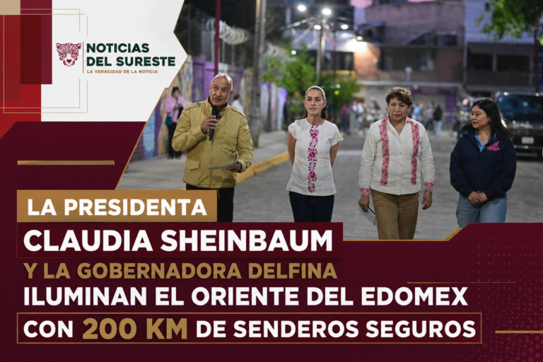 La Presidenta Claudia Sheinbaum y la Gobernadora Delfina iluminan el oriente del Edomex con 200 km de Senderos Seguros