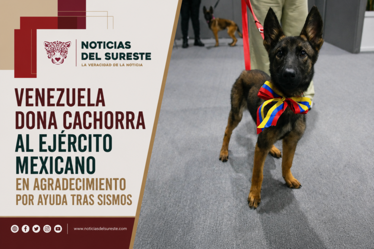 Venezuela dona cachorra al Ejército Mexicano en agradecimiento por ayuda tras sismos