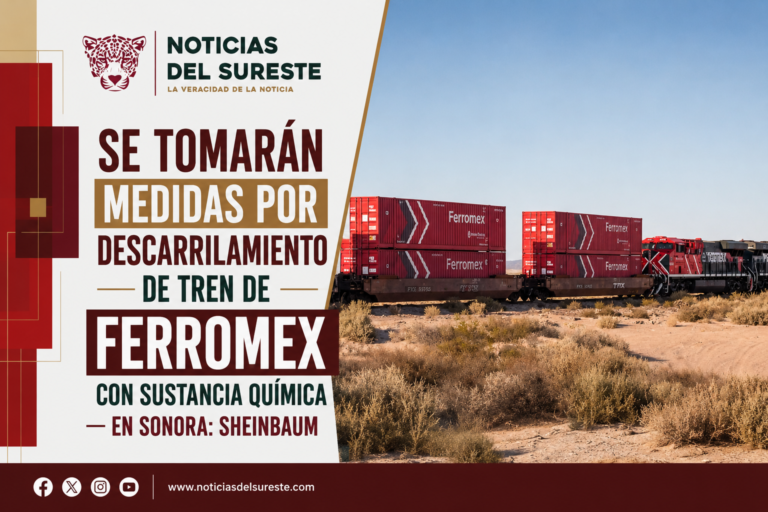 Se tomarán medidas por descarrilamiento de tren de Ferromex con sustancia química en Sonora: Sheinbaum