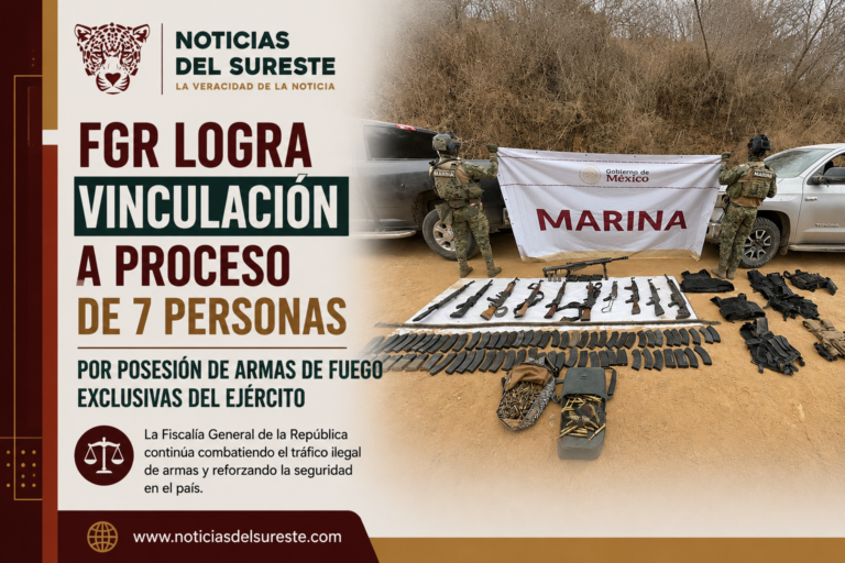 FGR logra vinculación a proceso de 7 personas por posesión de armas de fuego exclusivas del ejército