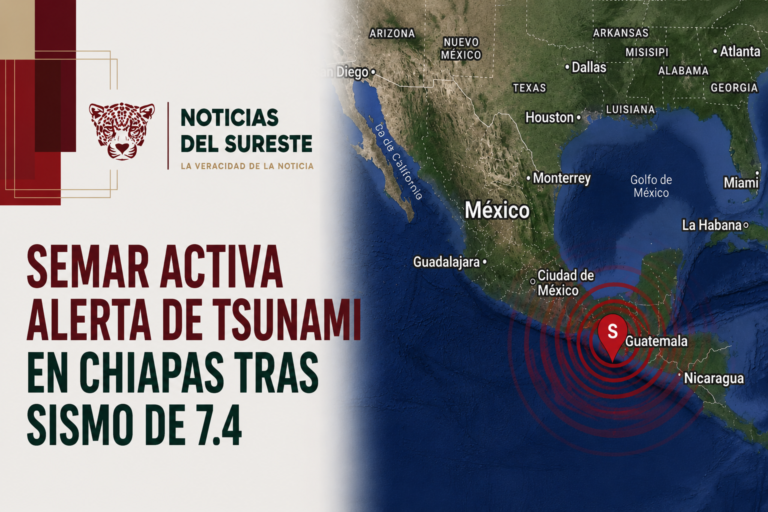 Semar activa alerta de tsunami en Chiapas tras sismo de 7.4