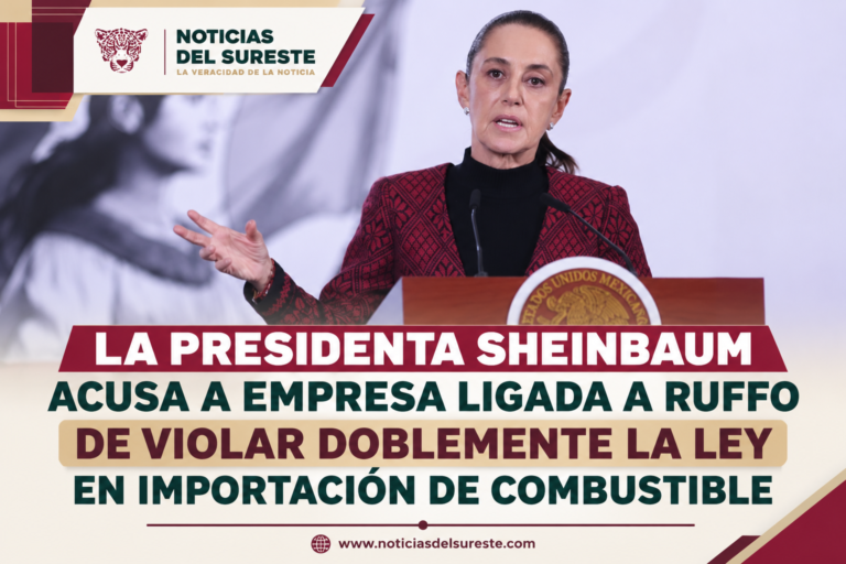 La Presidenta Sheinbaum acusa a empresa ligada a Ruffo de violar doblemente la ley en importación de combustible