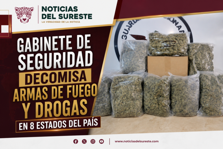 Gabinete de Seguridad decomisa armas de fuego y drogas en 8 estados del país