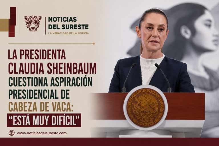 La Presidenta Claudia Sheinbaum cuestiona aspiración presidencial de Cabeza de Vaca: “Está muy difícil”