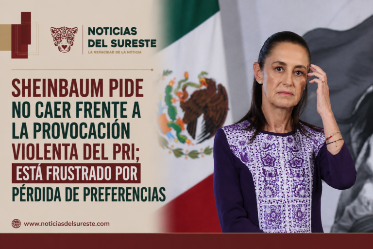 Sheinbaum pide no caer frente a la provocación violenta del PRI; está frustrado por pérdida de preferencias