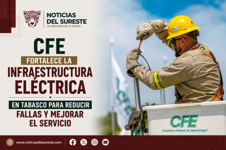 CFE fortalece la infraestructura eléctrica en Tabasco para reducir fallas y mejorar el servicio