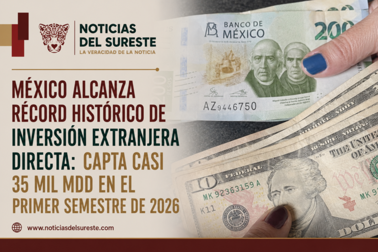 México alcanza récord histórico de Inversión Extranjera Directa: capta casi 35 mil mdd en el primer semestre de 2026