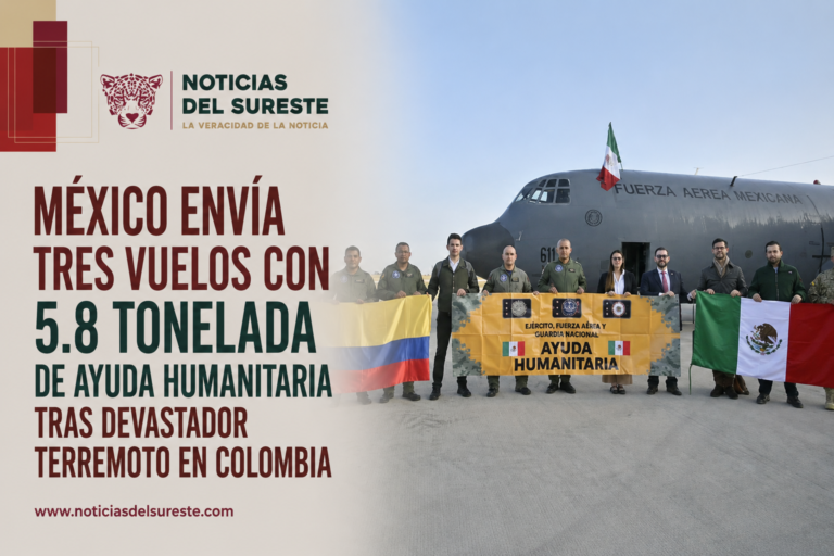 México envía tres vuelos con 5.8 tonelada de ayuda humanitaria tras devastador terremoto en Colombia