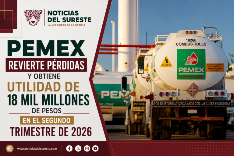 PEMEX revierte pérdidas y obtiene utilidad de 18 mil millones de pesos en el segundo trimestre de 2026