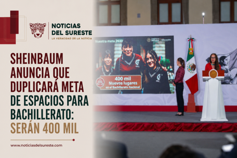 Sheinbaum anuncia que duplicará meta de espacios para bachillerato: serán 400 mil