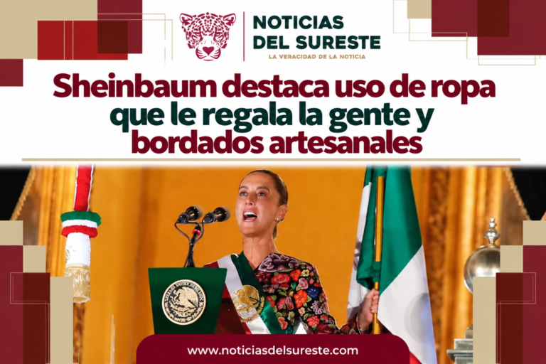 Sheinbaum destaca uso de ropa que le regala la gente y bordados artesanales