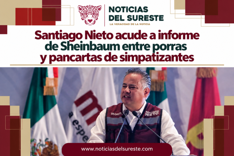 Santiago Nieto acude a informe de Sheinbaum entre porras y pancartas de simpatizantes