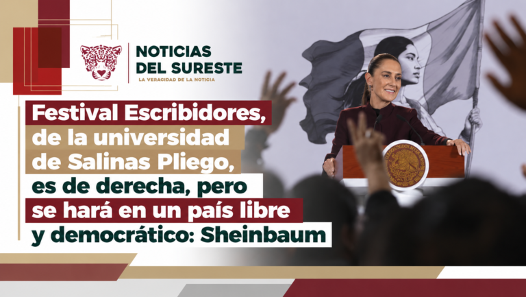 Festival Escribidores, de la universidad de Salinas Pliego, es de derecha, pero se hará en un país libre y democrático: Sheinbaum